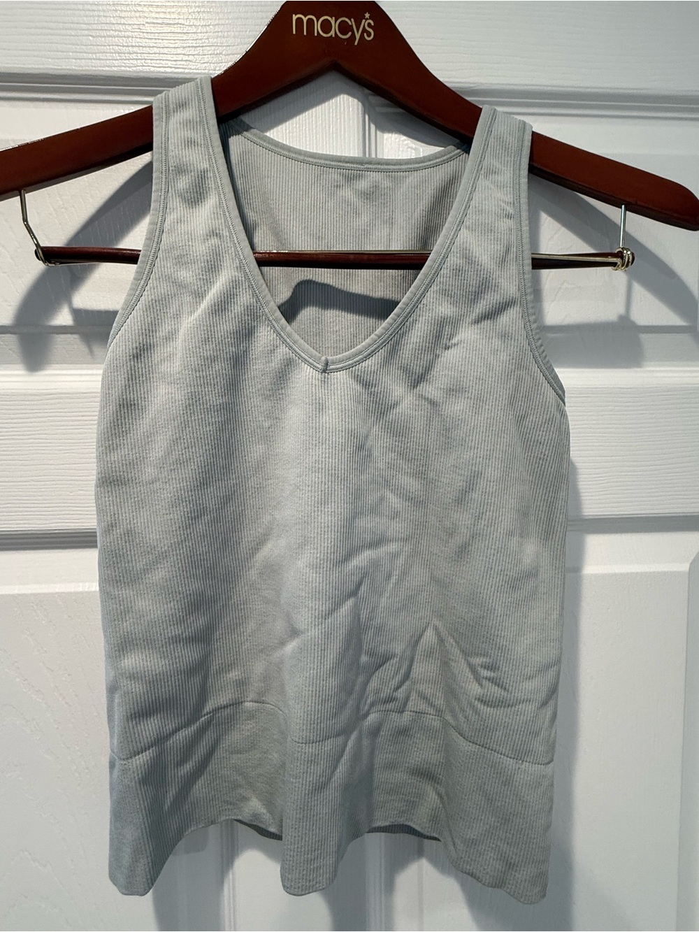 Light Gray Ribbed V-Neck Tank
